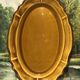 Oval dish caramel color chocolate brown edging signed faience haute provence made in France