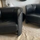 Paire fauteuils Tub cuir noir
