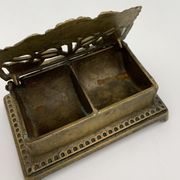 Old brass stamp box, floral decoration - twentieth century