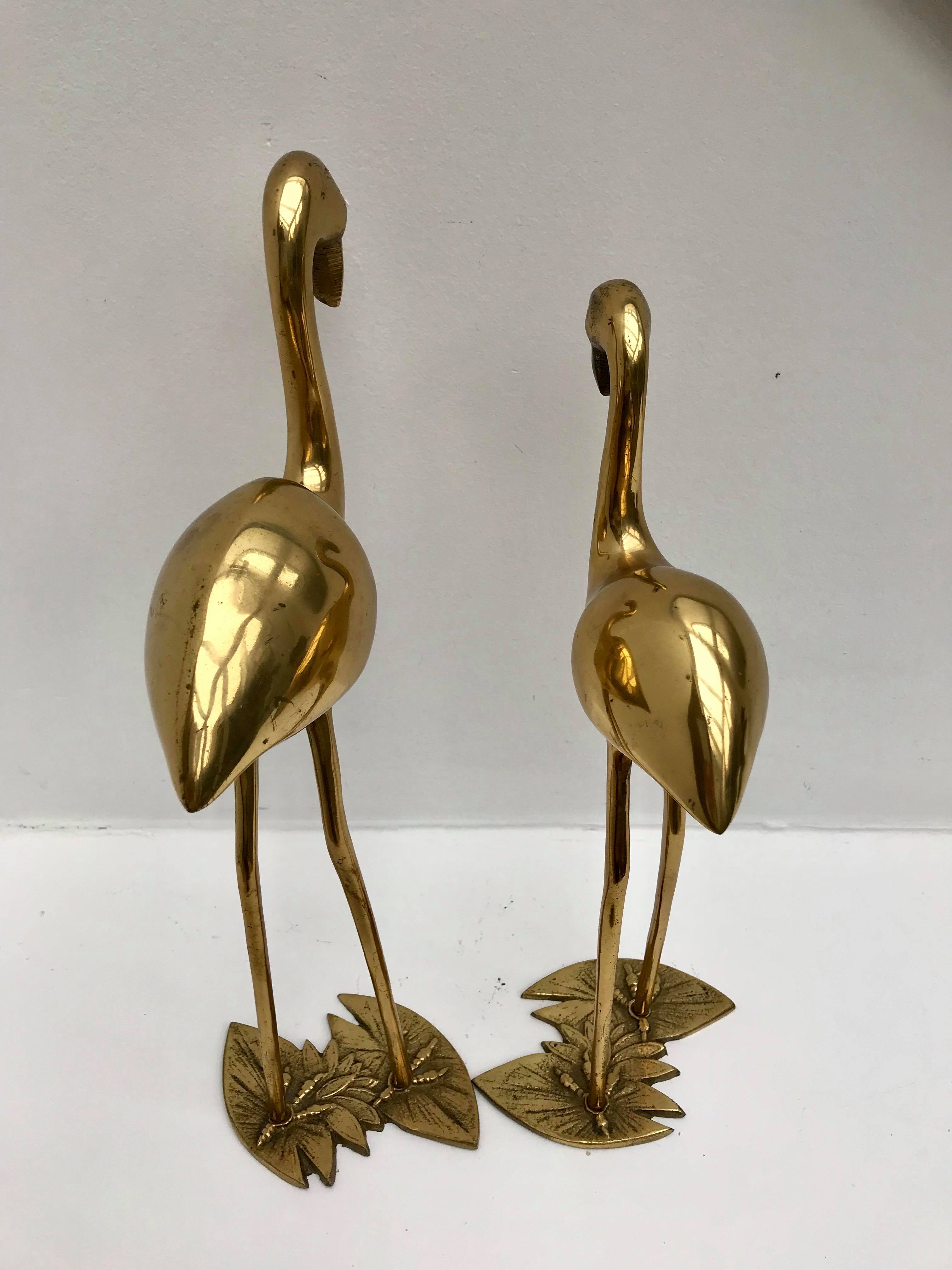 Pair brass 50s herons