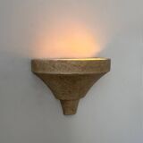 Vintage wall lamp in grainy beige plaster, France 1960