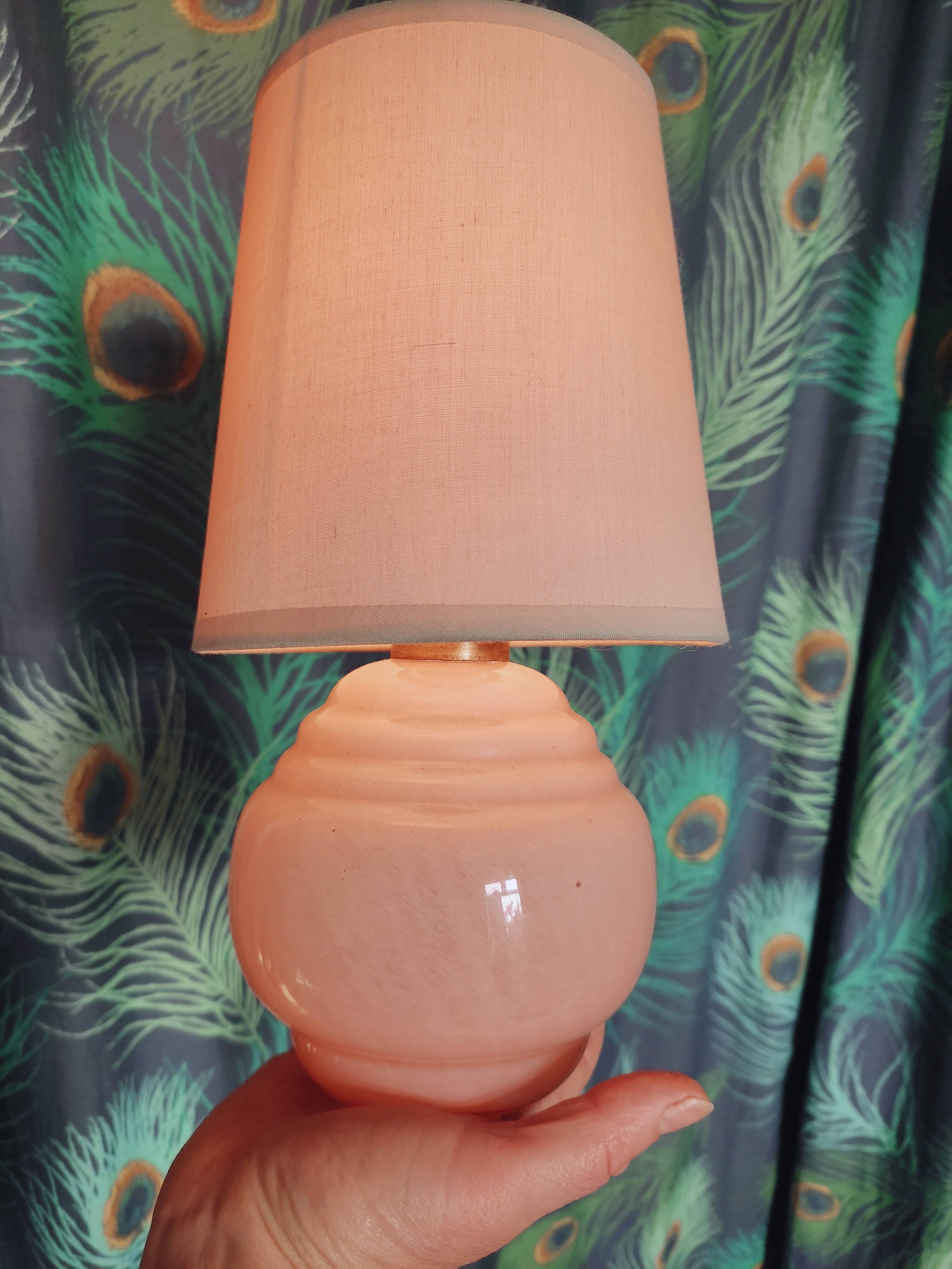 Art Deco pink glass lamp