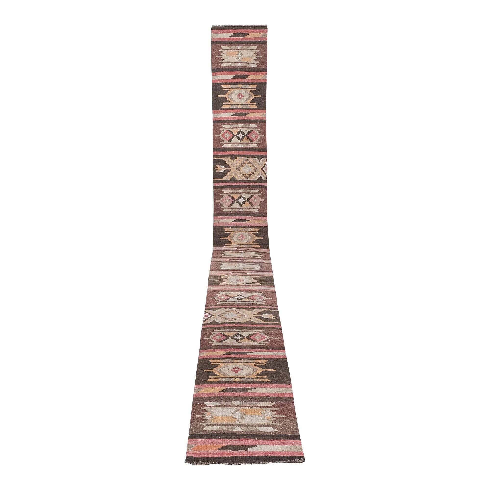 Vintage Turkish hallway rug 78x728 cm