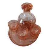 Complete liqueur service in rosaline