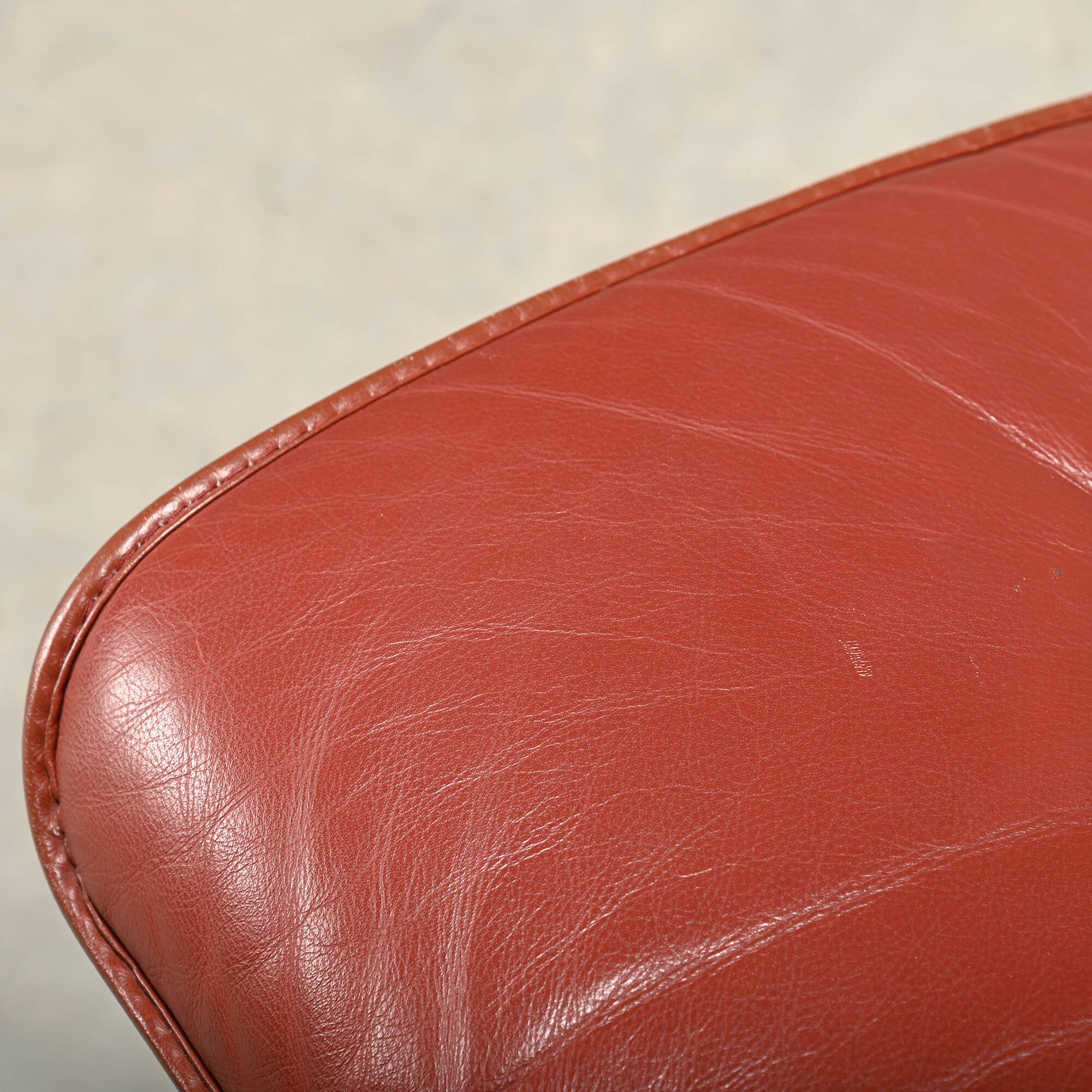Pair Ingmar Relling Siesta Lounge Chairs in Beech and Burgundy Leather