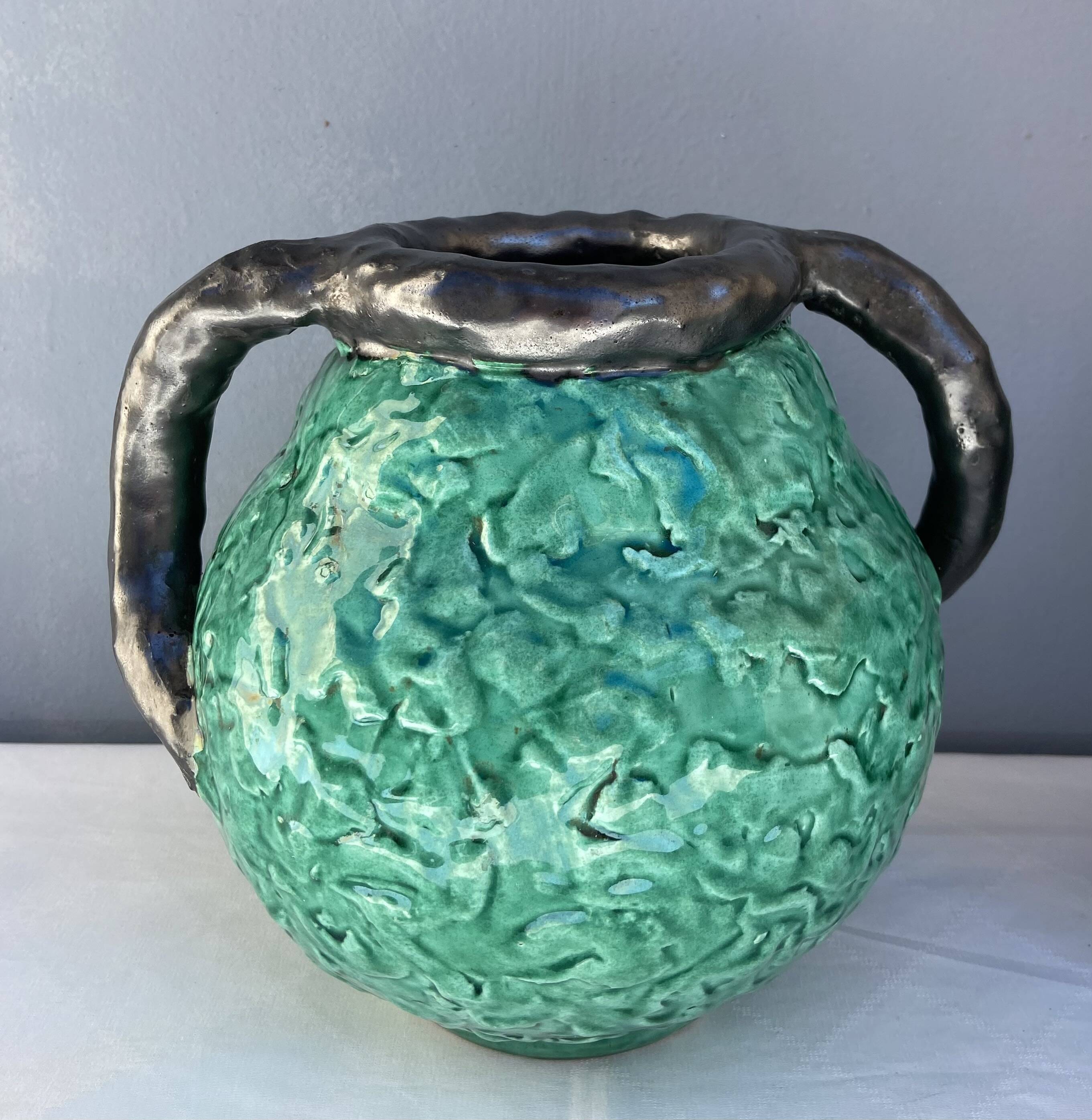 Pair of Jerome Massier vases, Vallauris, 1950s