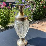 Ewer in molded Murano Venetian glass and metal