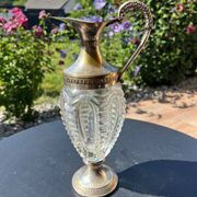 Ewer in molded Murano Venetian glass and metal