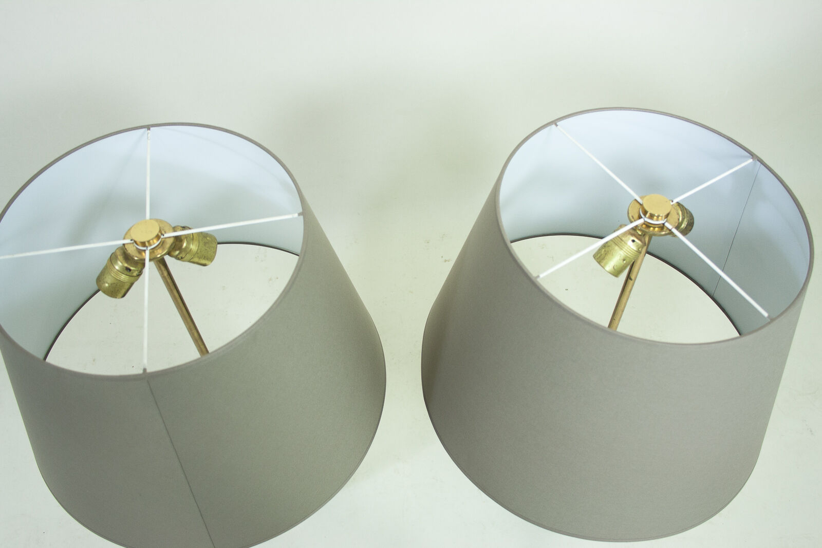 Pair of vintage ceramic and brass lamps