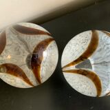 Two blown glass globes for lamp