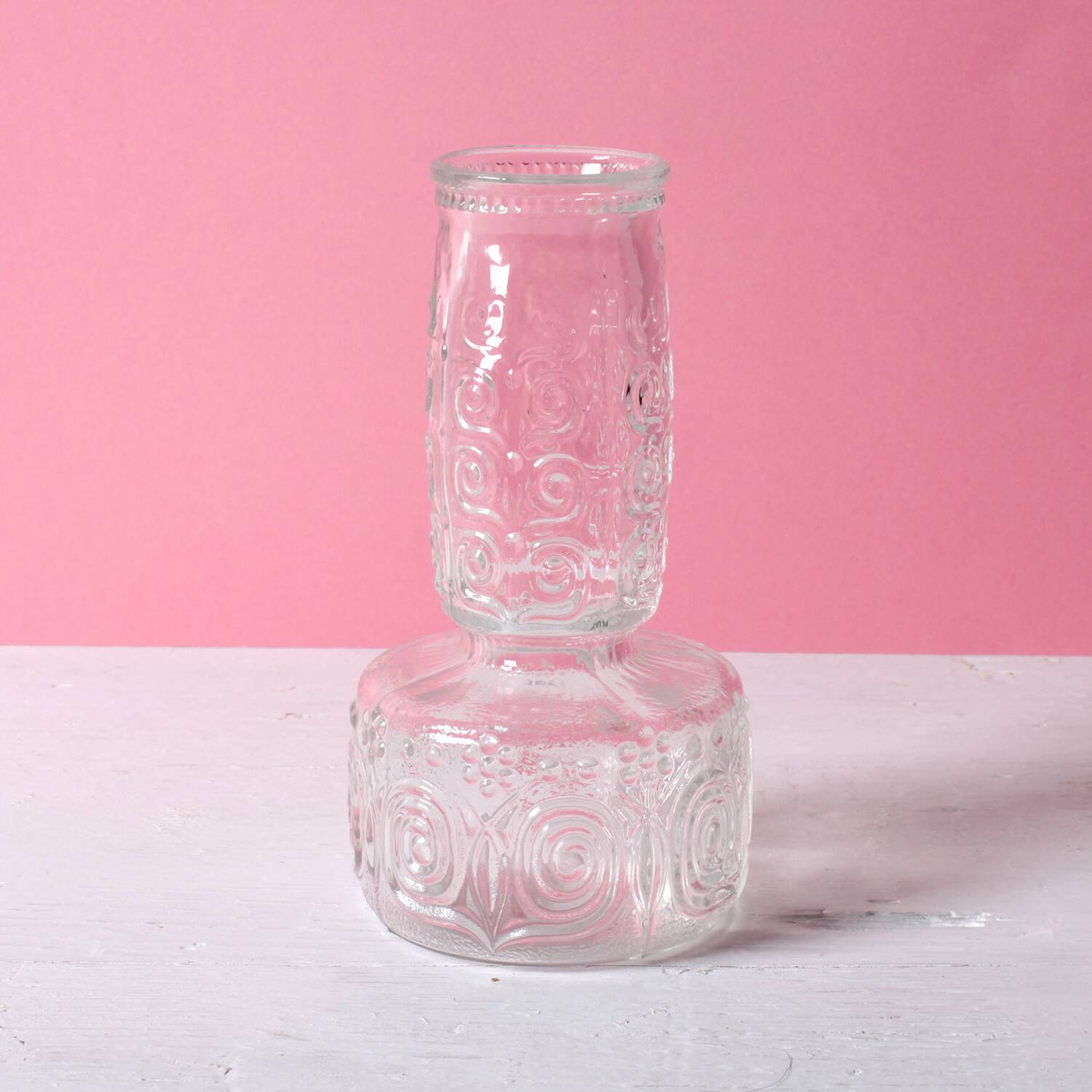 Mid-century Clear Pressed Glass Vase by Adolf Matura / Rosice / 1973
