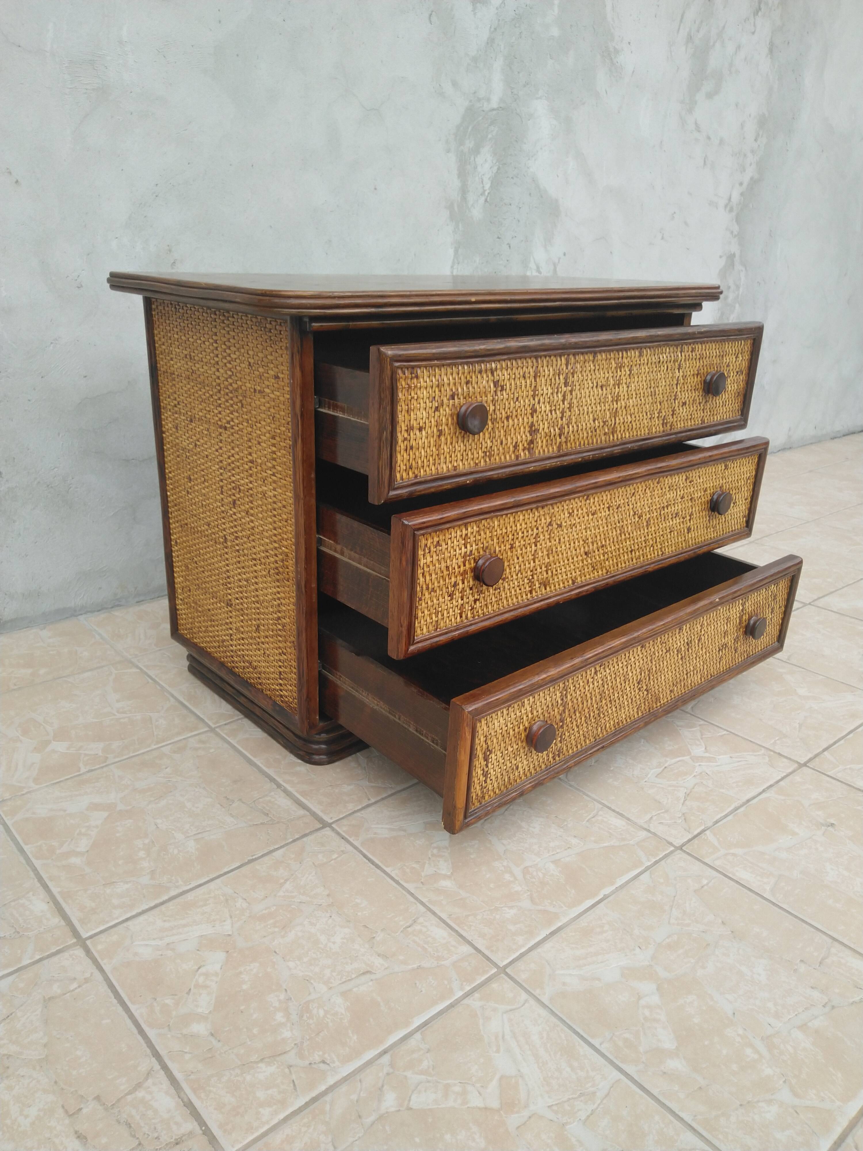 Maugrion vintage rattan dresser