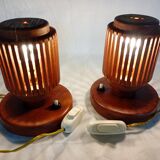 Pair of wooden bedside lamps