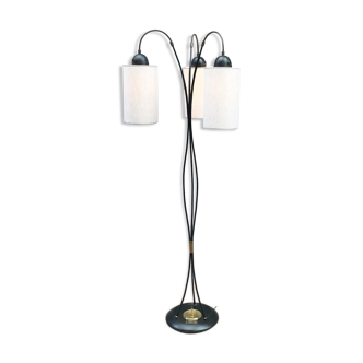 3-light lamppost with fabric lampshade