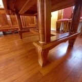 Table + 6 chairs (massive and marquetry 60s)
