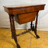 A Romantic Victorian Burr Walnut Sewing & Work Table Mid–Late 19th Cen