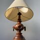 Turned wood lamp with rings