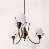Vintage 50's chandelier with three lights in glass, italian design