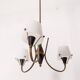 Vintage 50's chandelier with three lights in glass, italian design