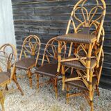 Set of 6 terrace chairs "bistro" in natural rattan.