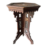 Antique Ottoman Turkish table with inlays and intricate carvings
