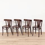 Set of 4 solid wood bistro chairs from the 1970s