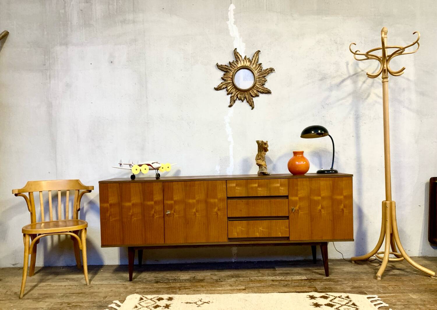 Vintage sideboard with metal legs