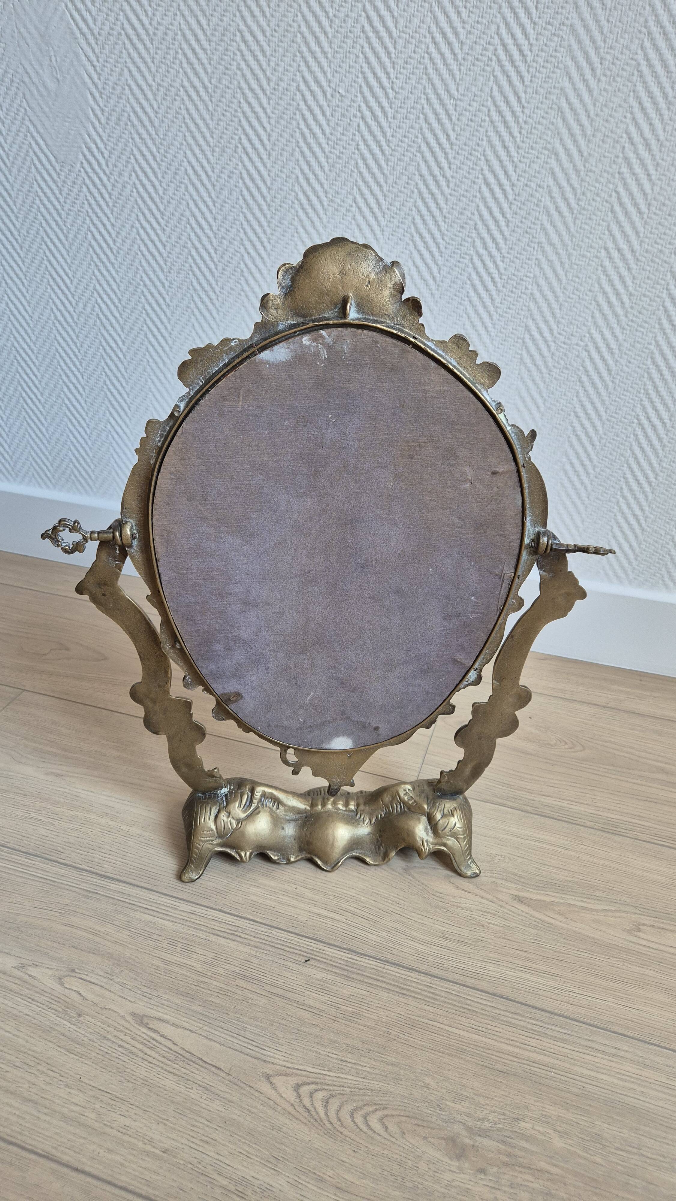 Antique table mirror in bronze — Louis XV Rococo style — 1900-1920