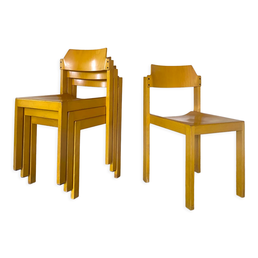 4 chaises modèle canto Schlapp mobel jaunes | Selency