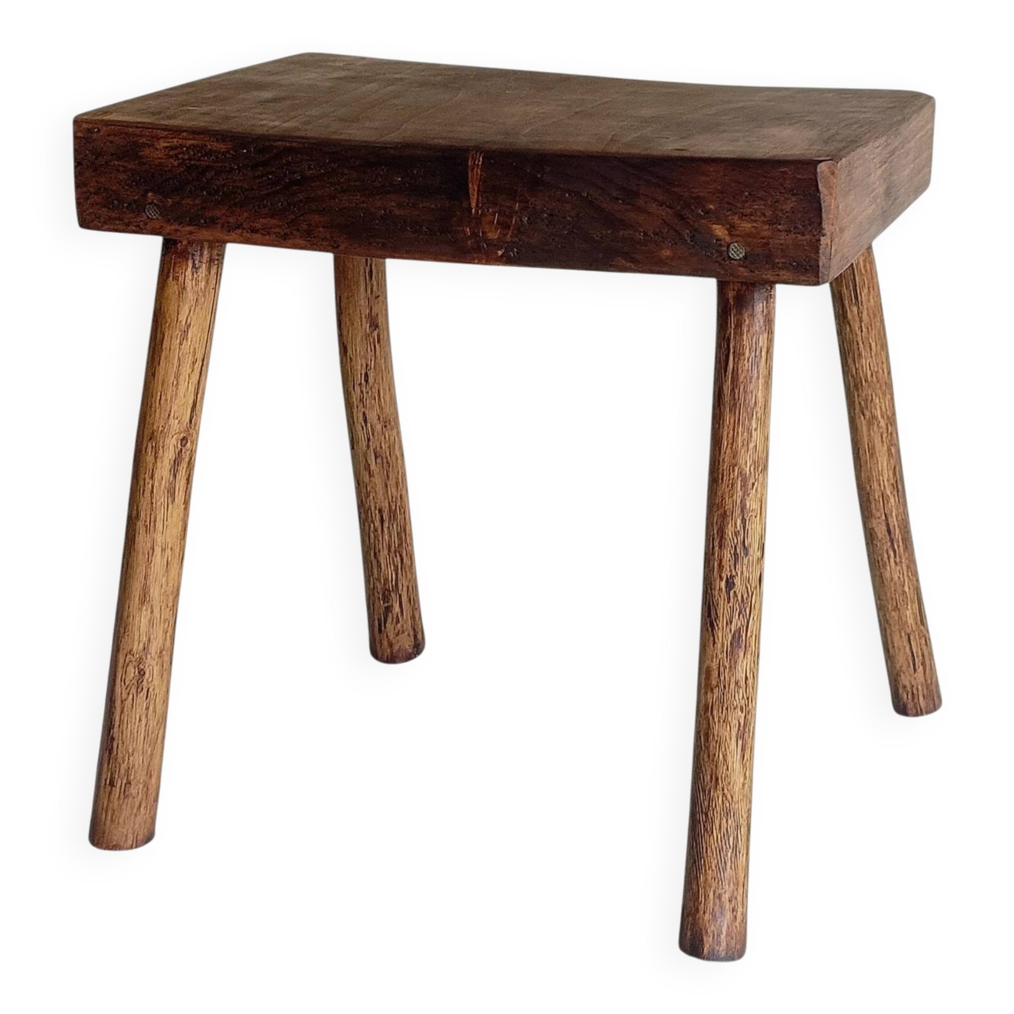 Rustic European Solid Wood Accent Side Table or Stool