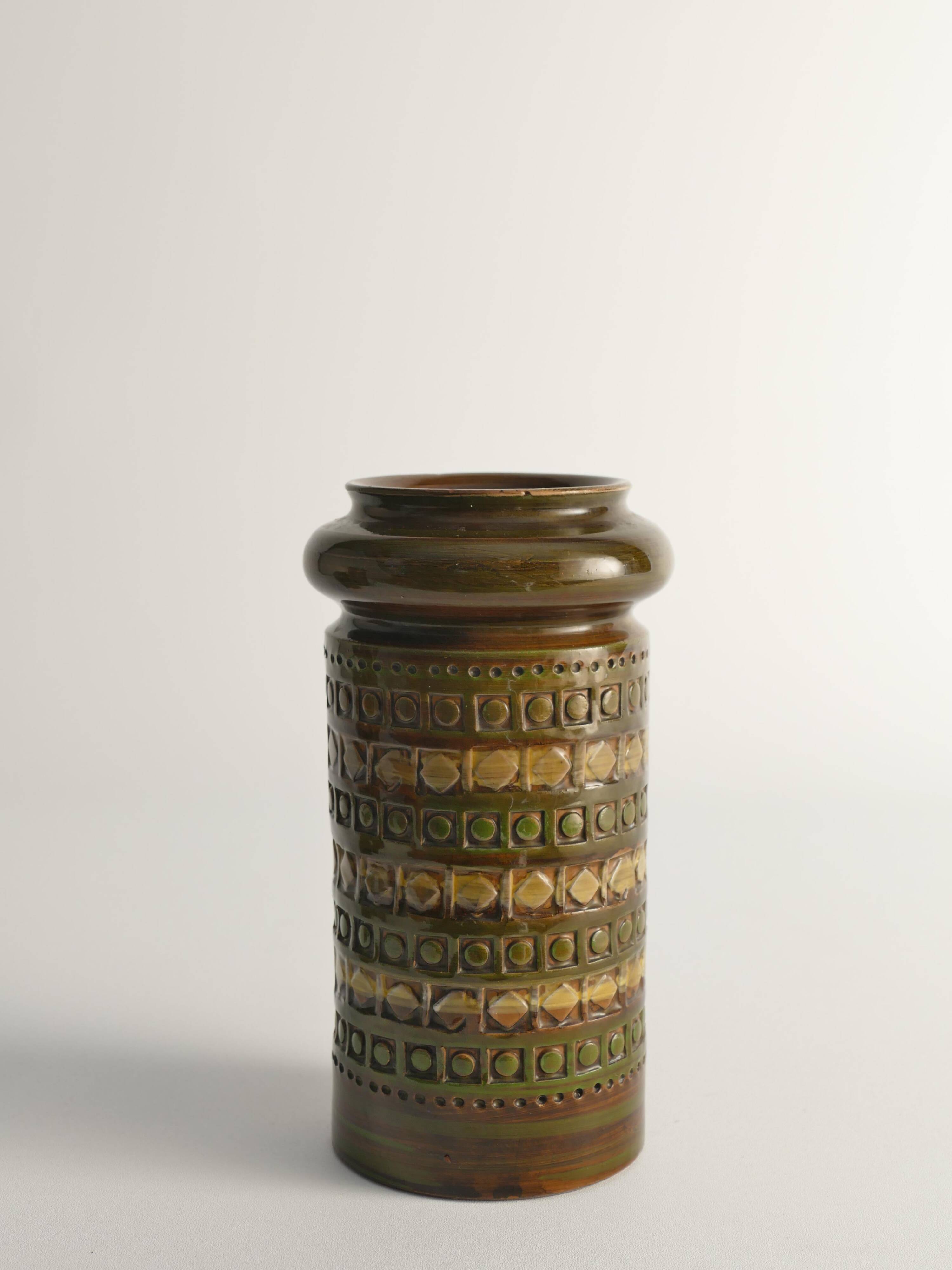 Vases en grès jaune et vert par Aldo Londi pour Bitossi, Italie, ensemble de 3