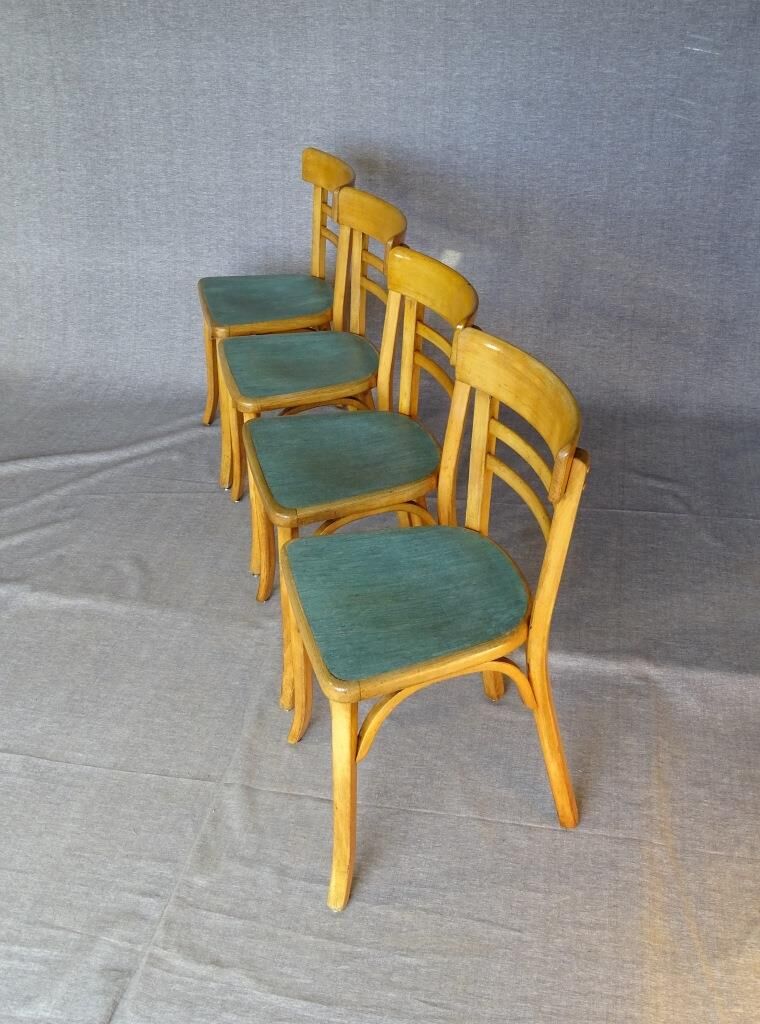 4 baumann chairs 1960 wooden bistro "linoleum"