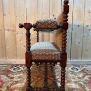 Petit banc d'office en acajou de style Louis XIII