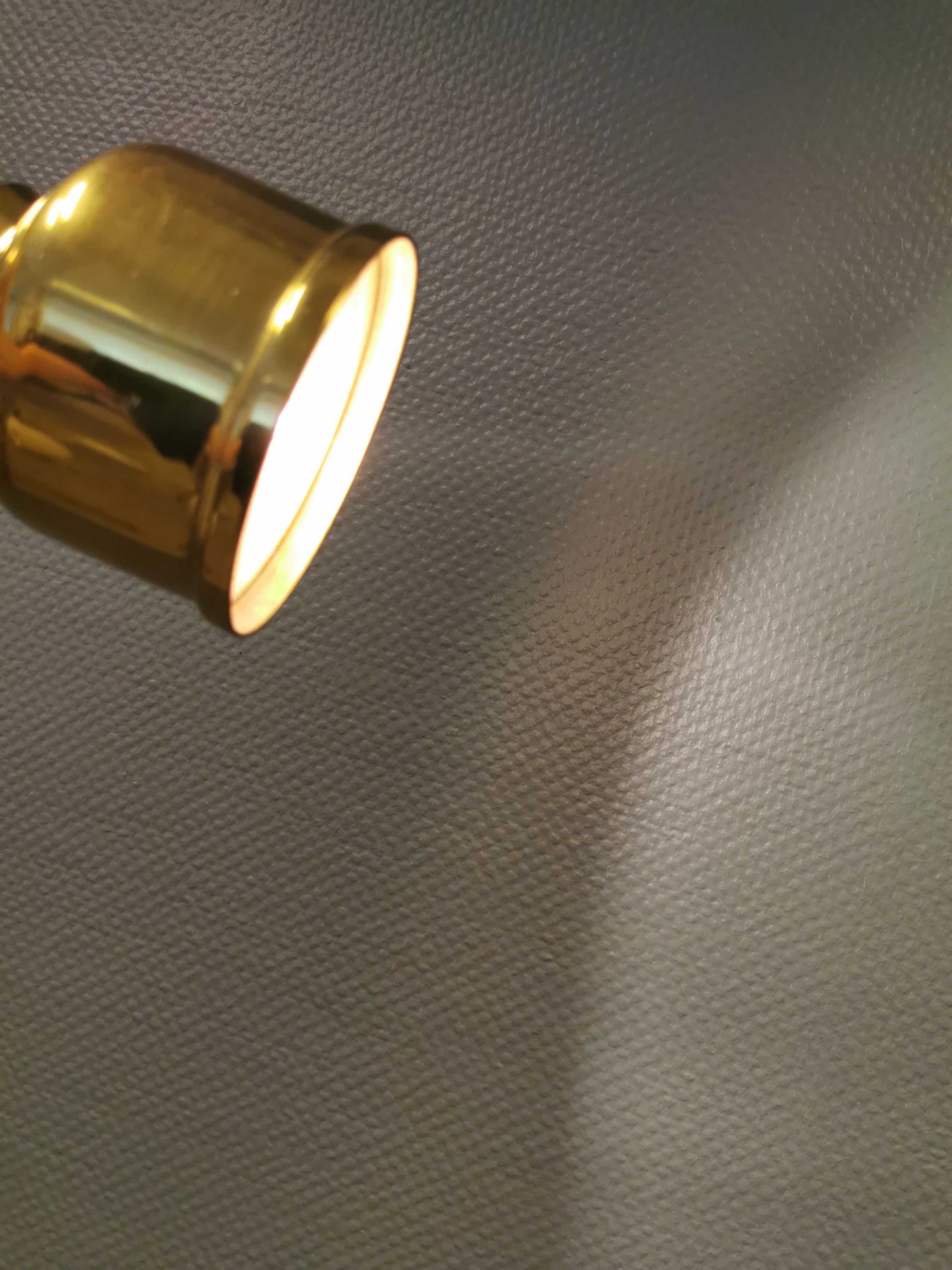 Small golden Danish hanging lamp in metal and brass.