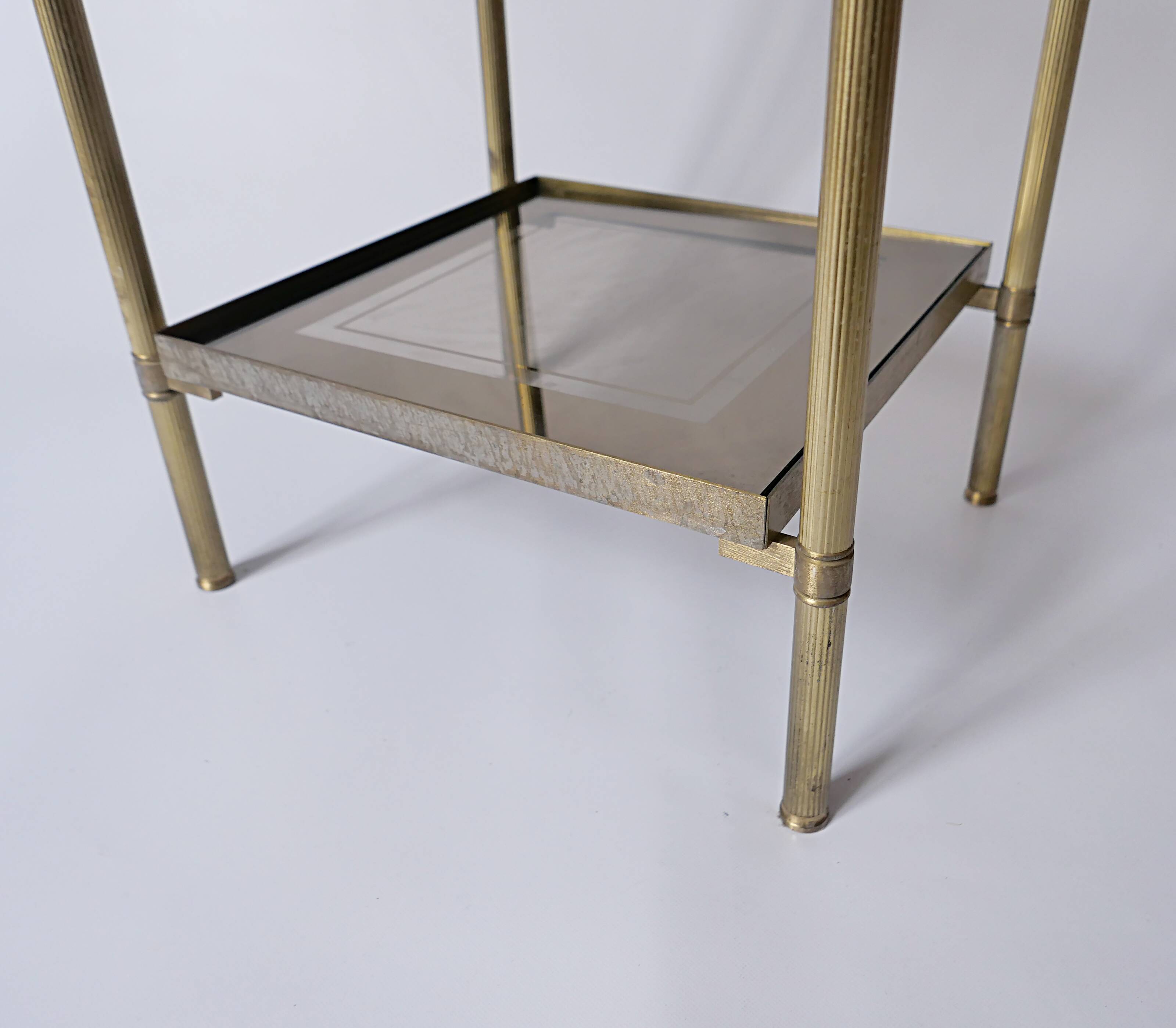 saddle table in brass smoked glass mirror old vintage Jansen house