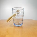 Seau à glace - Rotin et verre ondulé - Années 60