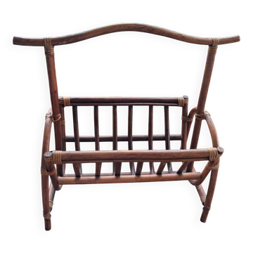 Vintage rattan magazine rack