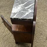 Art Deco bedside table in oak and marble