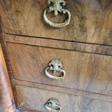 Commode 4 tiroirs style Empire en noyer blond, XIXème siècle