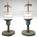 Pair danish scandinavian space age architectural table lamps