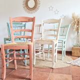 Set of 6 pretty patinated chairs