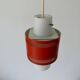 Glass ceiling light with an orange metal frame, 1960s, Germany.