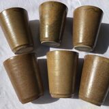 6 vintage Digoin sandstone cups