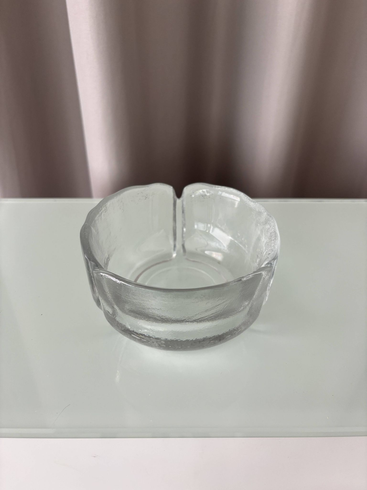 Vintage Scandinavian Textured Glass Ashtray | Organic Design | 1970s