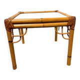 Rattan and glass side table