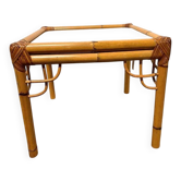 Table d'appoint en rotin et verre
