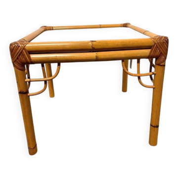 Rattan and glass side table