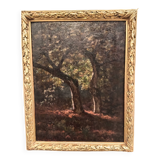 Tableau Clairière clair obscur XIXe signé Pierre Delambre