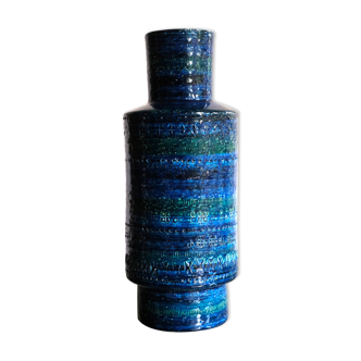 Italian blue ceramic vase by Bitossi for Cer Paoli, 1960s