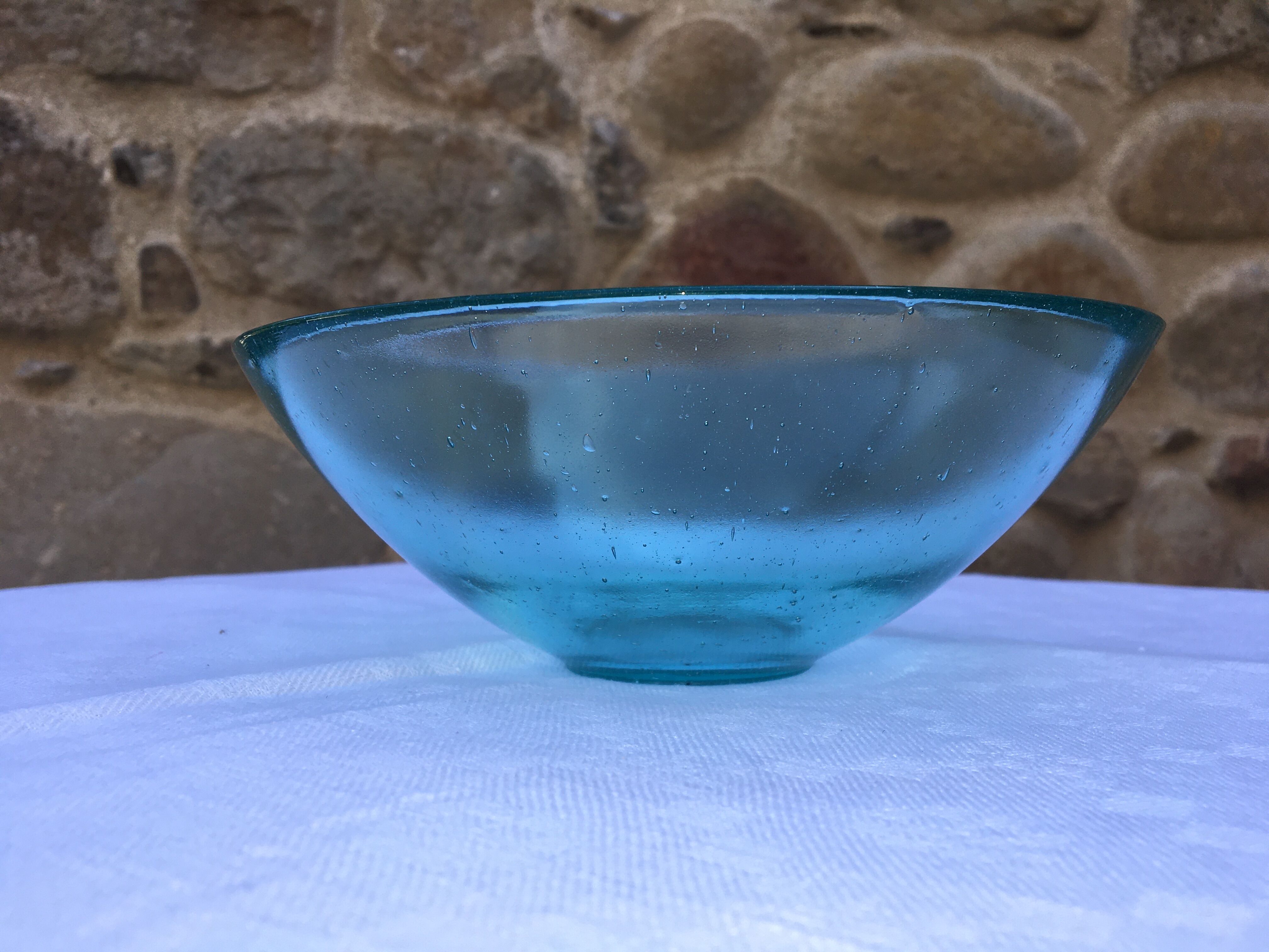 Antique bubbled blown glass salad bowl